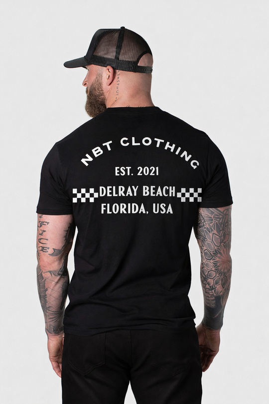 Men's Racing Stripe Logo Graphic Tee - Black
