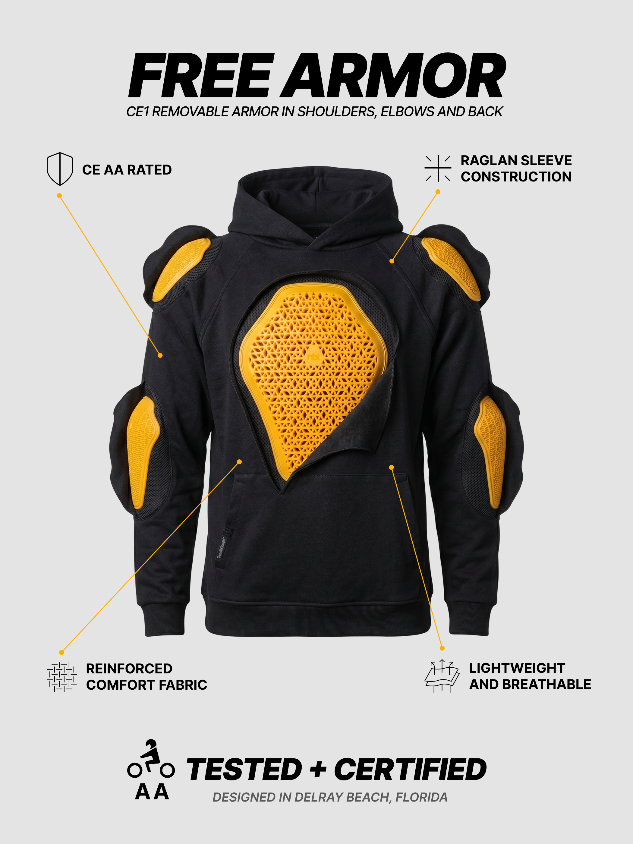nbt riding gear Armored Motorcycle Hoodie - Ultimate Protection & Style